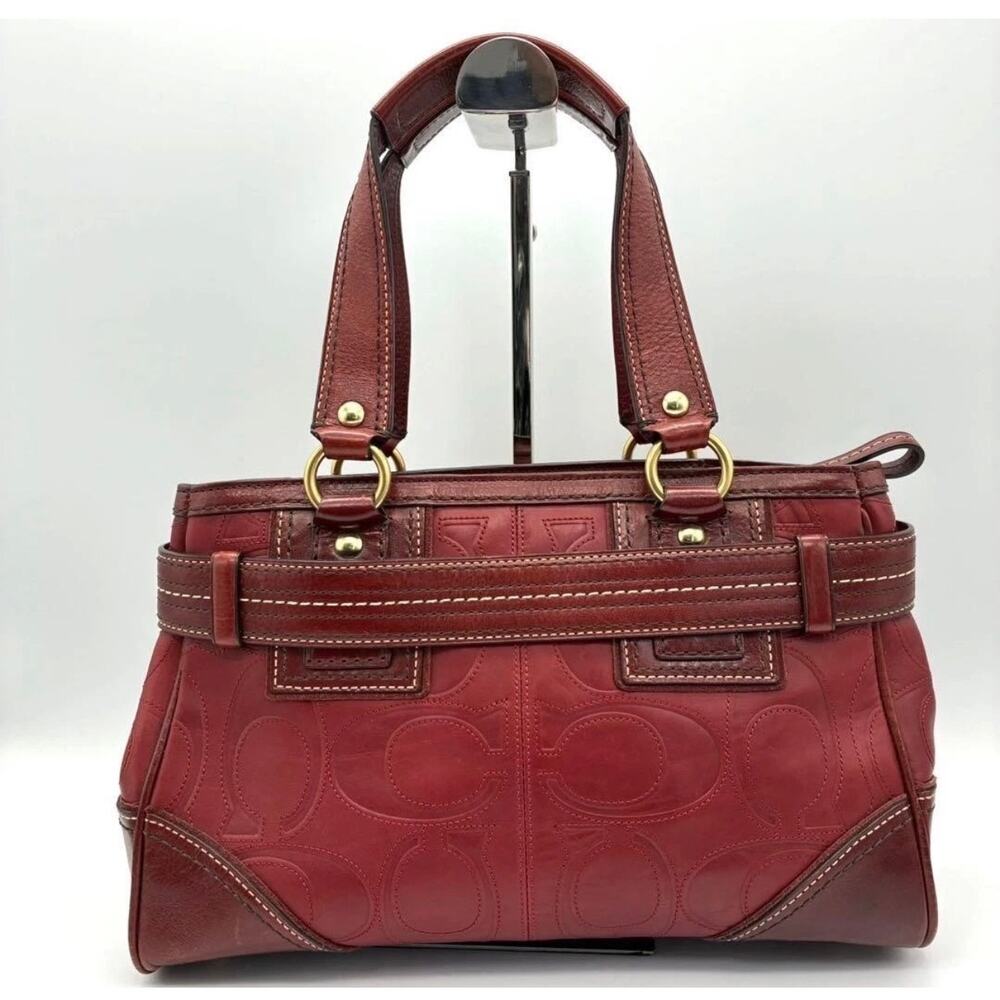 Coach Hampton Legacy Signature C Tote in Burgundy Red - Picture 4 of 8